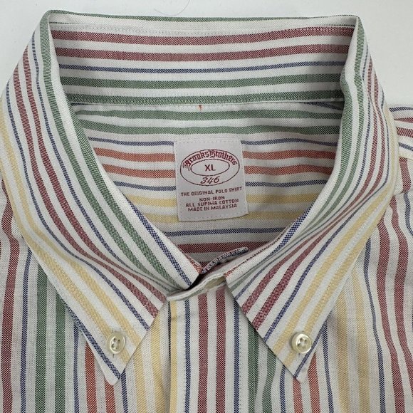Brooks Brothers Rainbow Striped Long Sleeve Button Down Original‎ Polo Shirt XL - Picture 2 of 10